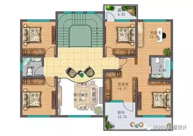 16款農(nóng)村兩層住宅鄉(xiāng)墅戶型圖，顏值比較高