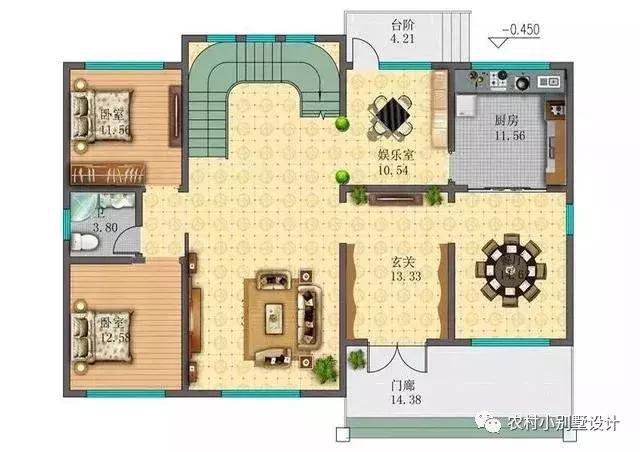 16款農(nóng)村兩層住宅鄉(xiāng)墅戶型圖，顏值比較高