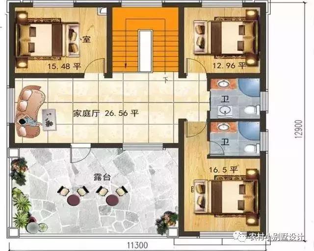 16款農(nóng)村兩層住宅鄉(xiāng)墅戶型圖，顏值比較高