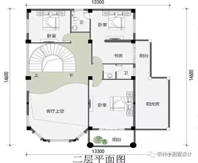 16款農(nóng)村兩層住宅鄉(xiāng)墅戶型圖，顏值比較高