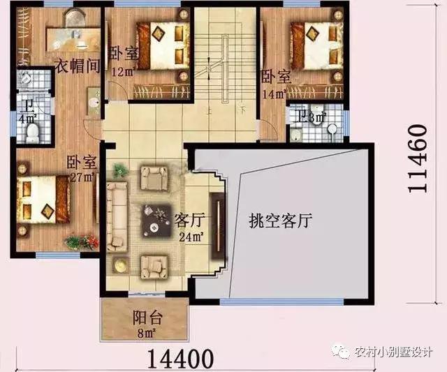 16款農(nóng)村兩層住宅鄉(xiāng)墅戶型圖，顏值比較高