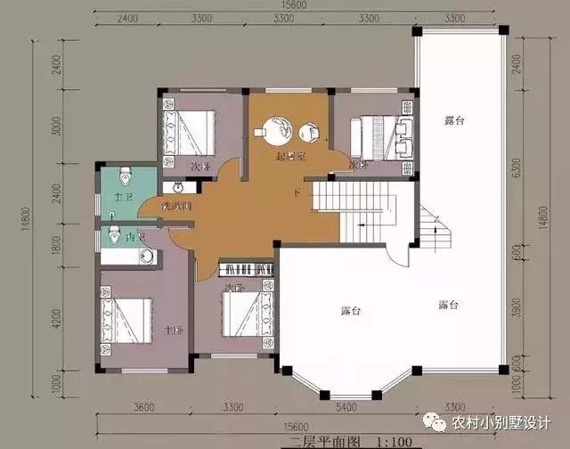 16款農(nóng)村兩層住宅鄉(xiāng)墅戶型圖，顏值比較高