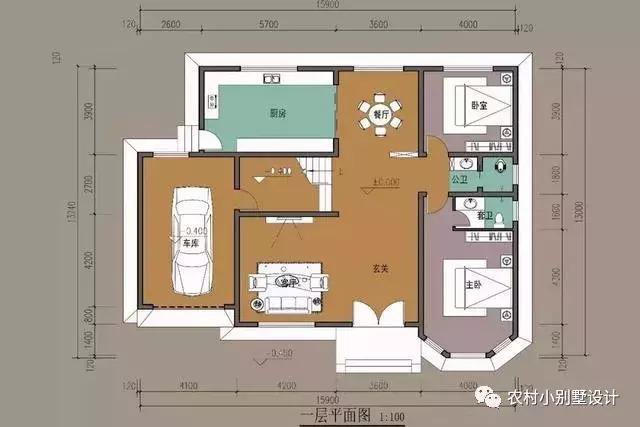 16款農(nóng)村兩層住宅鄉(xiāng)墅戶型圖，顏值比較高