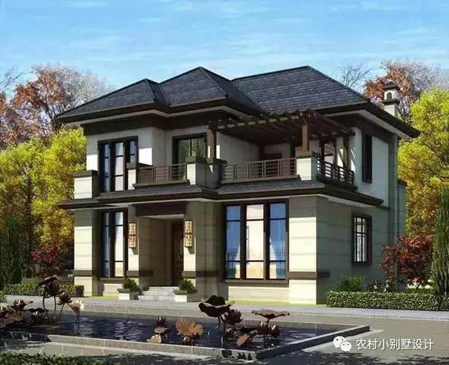 16款農(nóng)村兩層住宅鄉(xiāng)墅戶型圖，顏值比較高