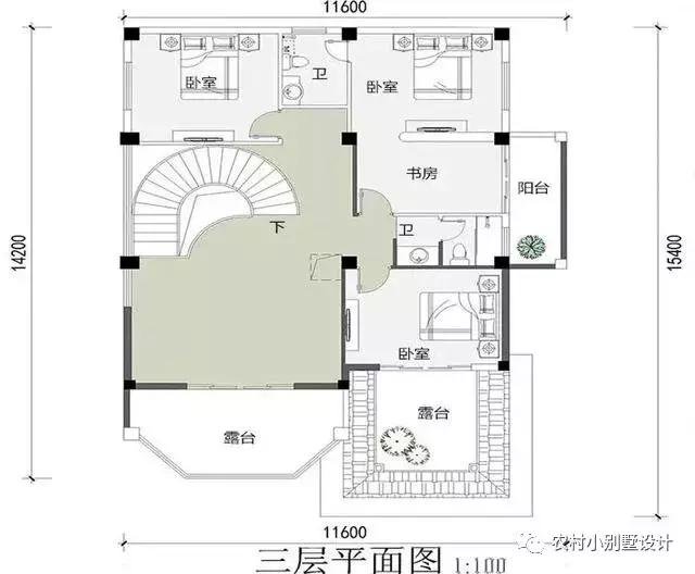 16款農(nóng)村兩層住宅鄉(xiāng)墅戶型圖，顏值比較高