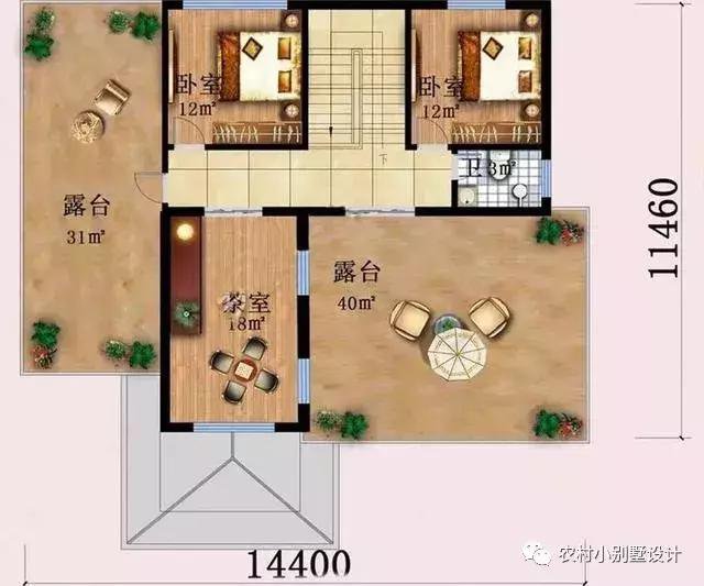 16款農(nóng)村兩層住宅鄉(xiāng)墅戶型圖，顏值比較高