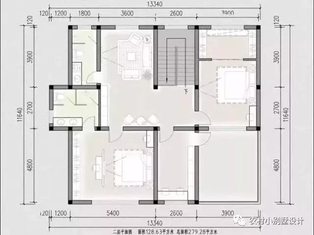 16款農(nóng)村兩層住宅鄉(xiāng)墅戶型圖，顏值比較高