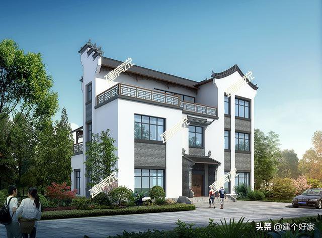 16款中式徽派自建房別墅圖片，高清外觀效果圖