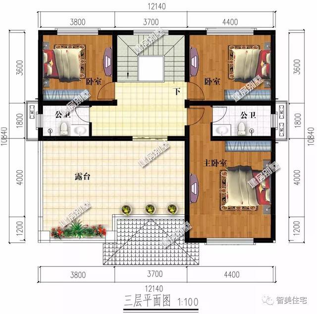 寬12米左右的農(nóng)村住宅戶型圖，適合大部分宅基地