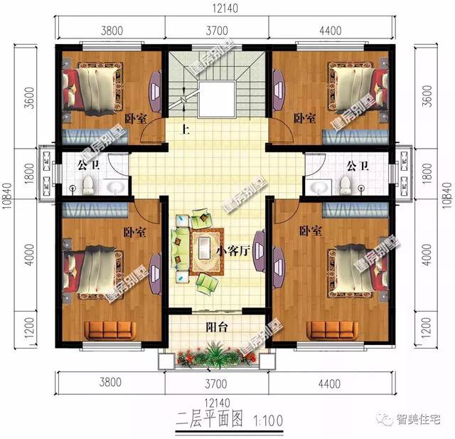 寬12米左右的農(nóng)村住宅戶型圖，適合大部分宅基地