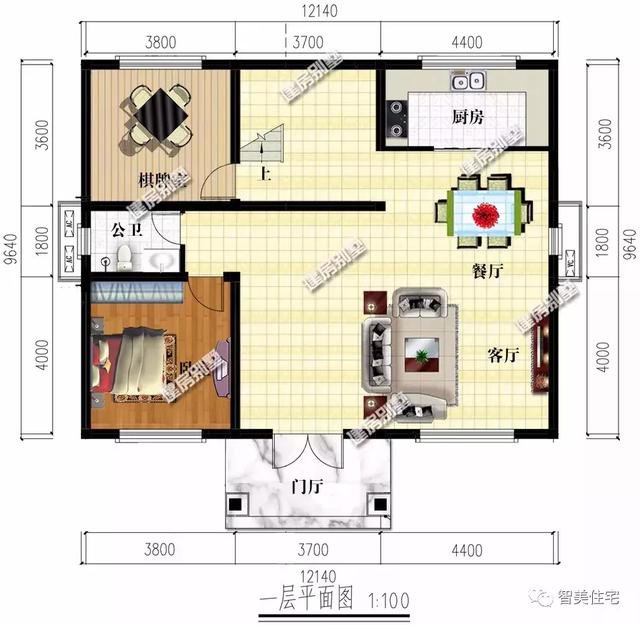 寬12米左右的農(nóng)村住宅戶型圖，適合大部分宅基地