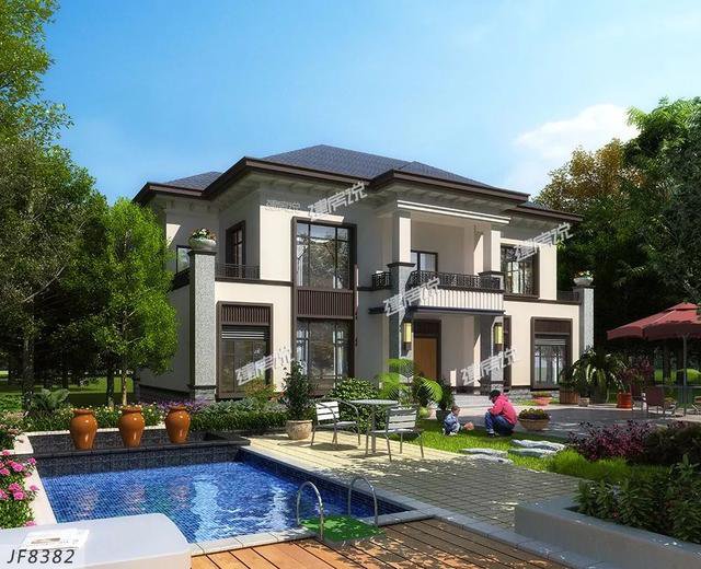 幾款新中式風格民宅外觀圖展示，一層的做成新中式照樣漂亮