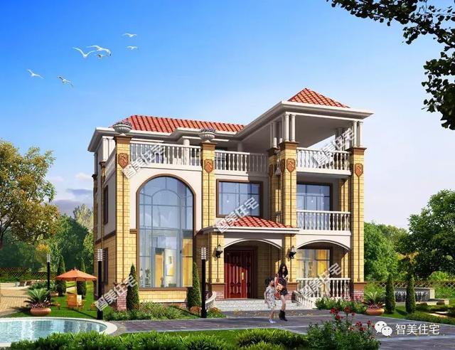 12.5×13米歐式民房戶型圖，附施工過(guò)程和完工圖片