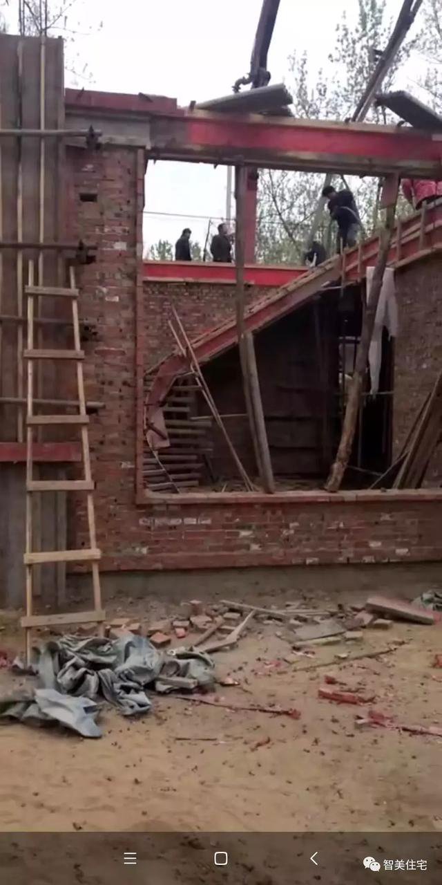 12.5×13米歐式民房戶型圖，附施工過(guò)程和完工圖片