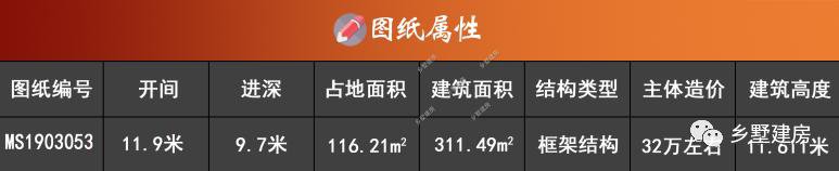 開(kāi)間11.9米，進(jìn)深9.7米的三層歐式住房戶(hù)型圖