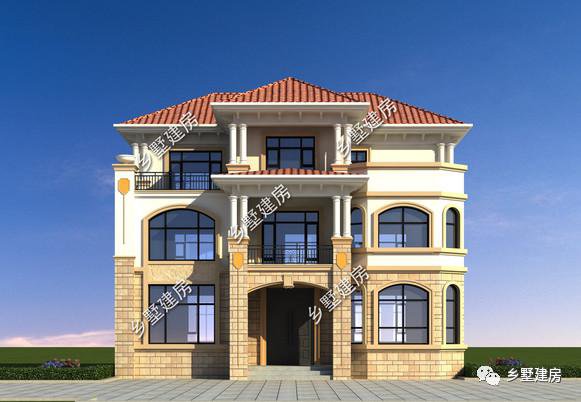 開(kāi)間11.9米，進(jìn)深9.7米的三層歐式住房戶(hù)型圖