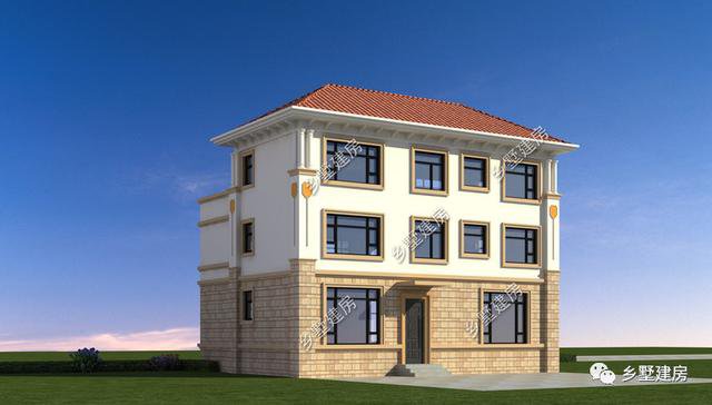 開(kāi)間11.9米，進(jìn)深9.7米的三層歐式住房戶(hù)型圖