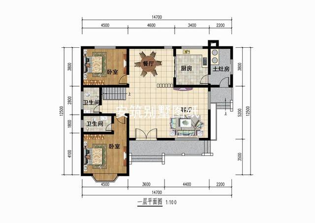 帶土灶房的農(nóng)村二層住宅戶型圖，農(nóng)村建很方便
