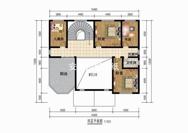 帶小亭子的四層歐式小洋樓戶型圖，大佬級的才能住