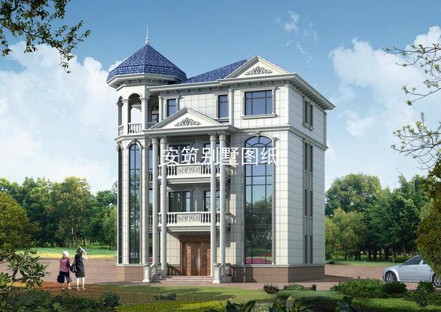 帶小亭子的四層歐式小洋樓戶型圖，大佬級的才能住