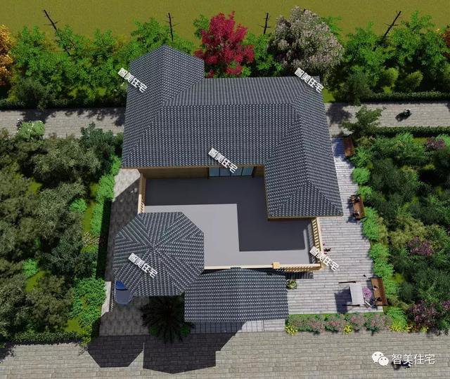 帶露臺涼亭的四層農(nóng)村自建房戶型方案圖，小亭子很漂亮