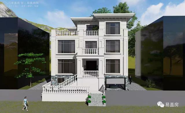 帶架空層的三層歐式自建鄉(xiāng)村房子戶型圖，造價(jià)100萬(wàn)左右