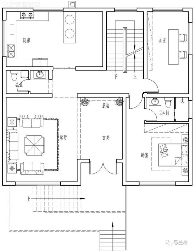帶架空層的三層歐式自建鄉(xiāng)村房子戶型圖，造價(jià)100萬(wàn)左右