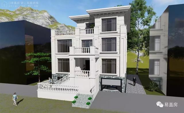 帶架空層的三層歐式自建鄉(xiāng)村房子戶型圖，造價(jià)100萬(wàn)左右