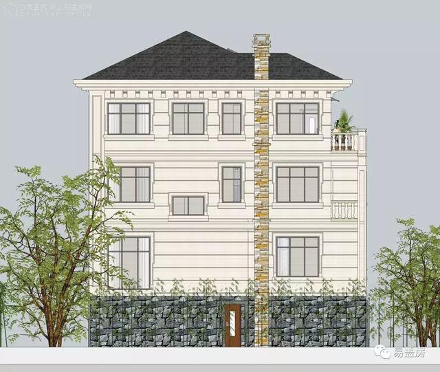 帶架空層的三層歐式自建鄉(xiāng)村房子戶型圖，造價(jià)100萬(wàn)左右