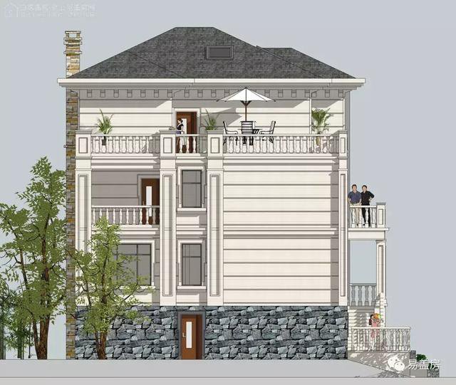 帶架空層的三層歐式自建鄉(xiāng)村房子戶型圖，造價(jià)100萬(wàn)左右