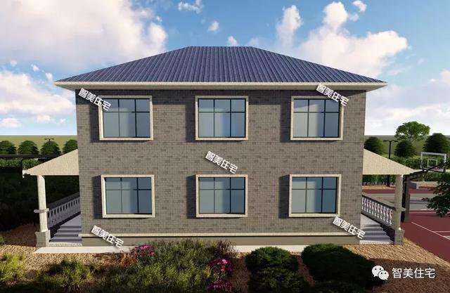 16.9×13.8米農(nóng)村二層半住宅戶型方案圖，純歐式風(fēng)格