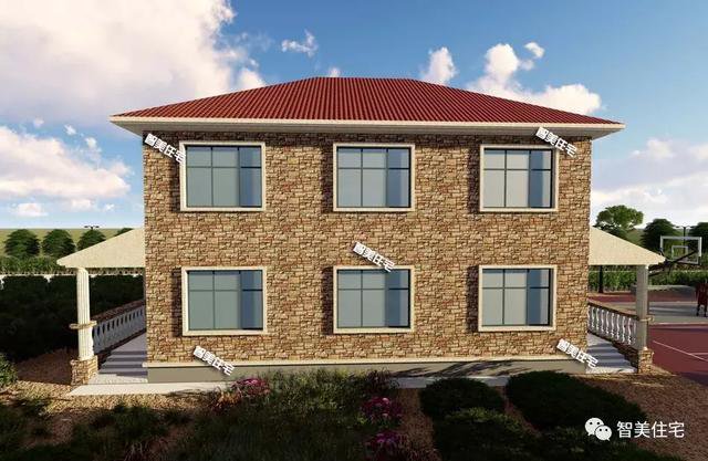 16.9×13.8米農(nóng)村二層半住宅戶型方案圖，純歐式風(fēng)格