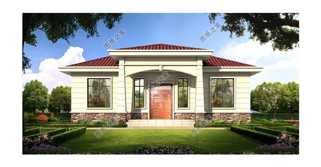 農(nóng)村15萬元一層自建別墅設(shè)計(jì)圖，外觀簡潔，戶型方正