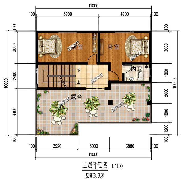 3款占地100平方左右的別墅，20幾萬(wàn)，2款平屋頂戶型