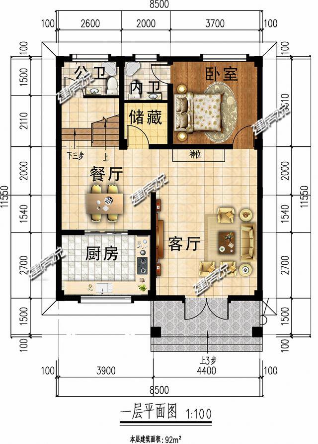 3款占地100平方左右的別墅，20幾萬(wàn)，2款平屋頂戶型