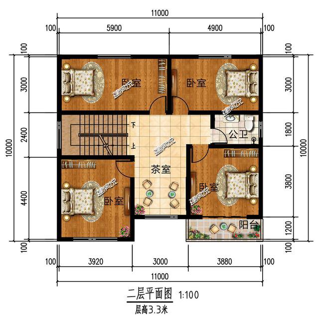 3款占地100平方左右的別墅，20幾萬(wàn)，2款平屋頂戶型