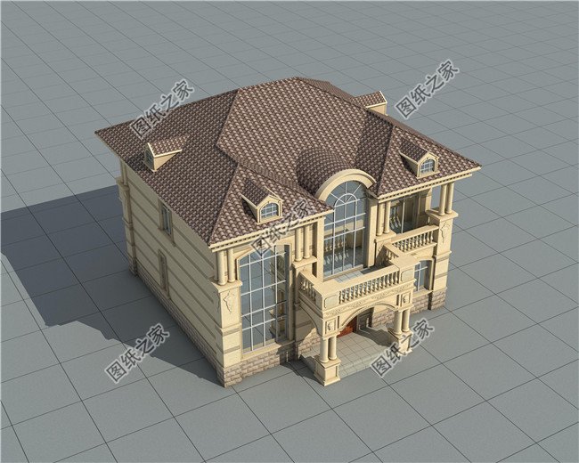 130平方米歐式實(shí)用農(nóng)村二層別墅CAD圖紙帶外觀圖12X13米