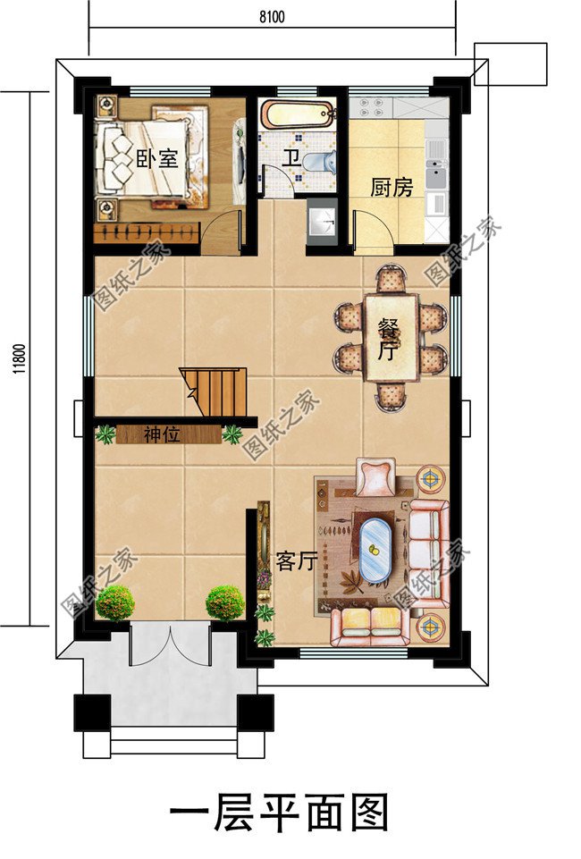8×12米農(nóng)村三層別墅自建房設計圖，小開間精選方案