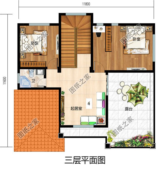 130平方米新農(nóng)村自建三層別墅設(shè)計施工圖，13x11米