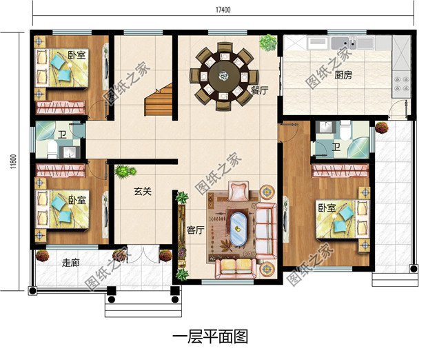 簡單大氣的農(nóng)村二層樓設(shè)計圖，二層歐式農(nóng)村別墅設(shè)計圖