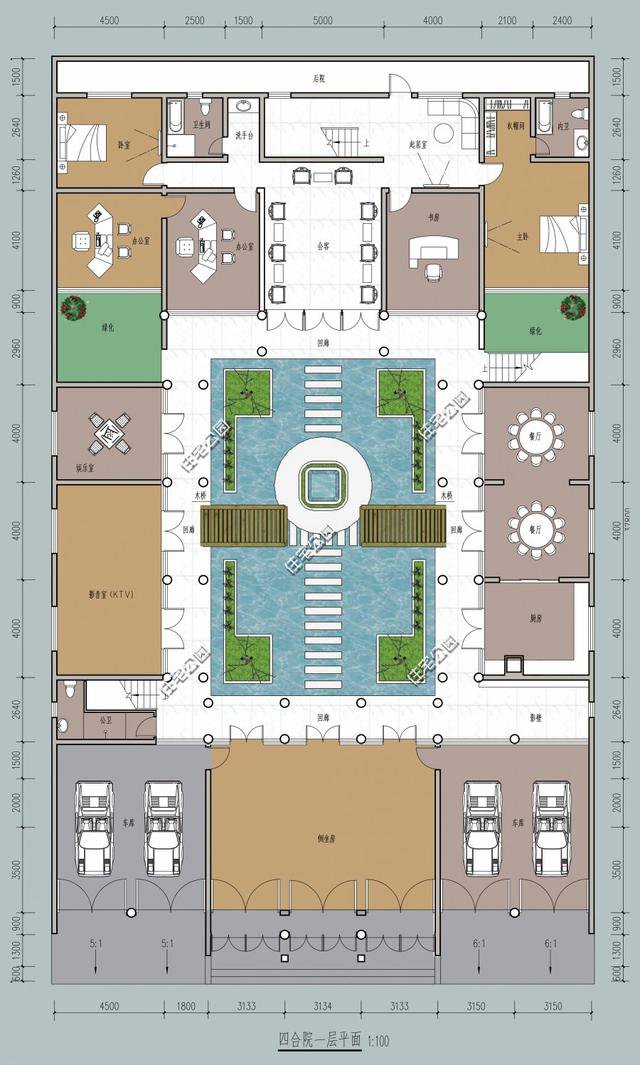 中式帶小院民宿平面戶型圖，這種設計誰不喜歡？