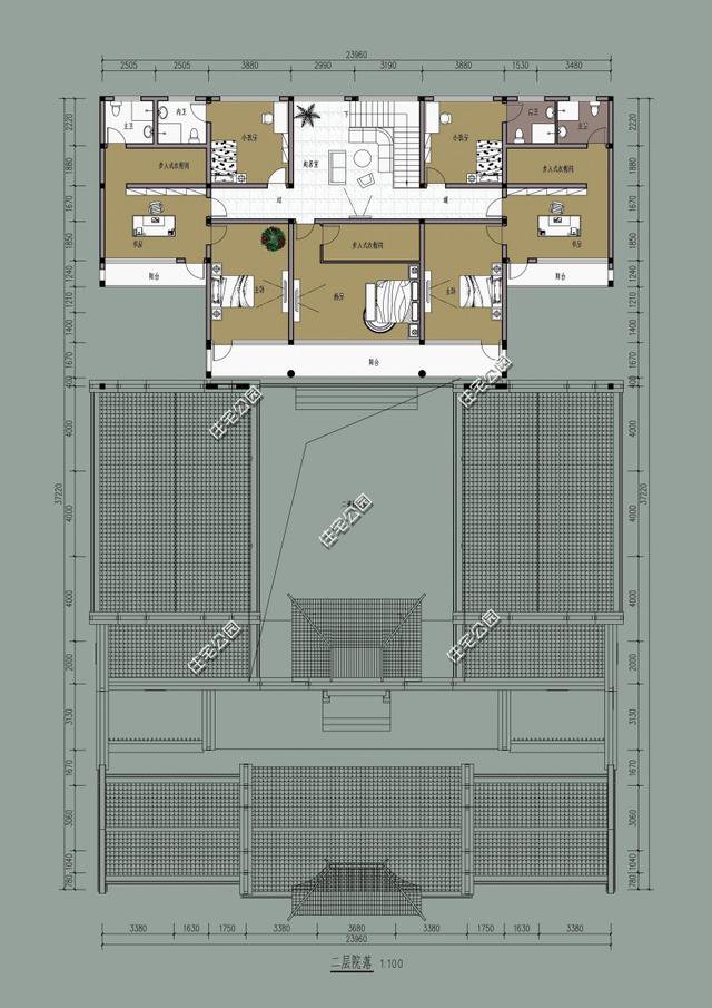 中式帶小院民宿平面戶型圖，這種設計誰不喜歡？