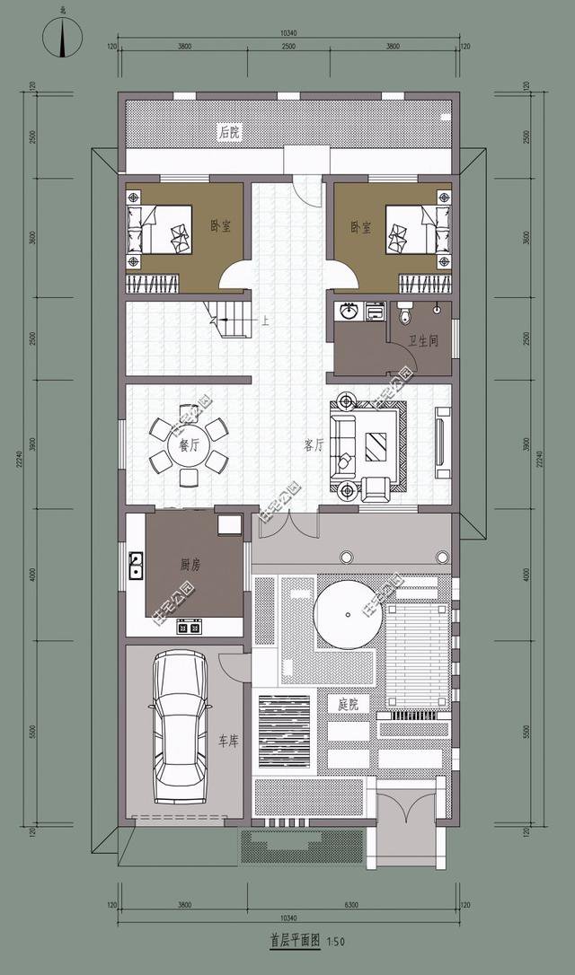 中式帶小院民宿平面戶型圖，這種設計誰不喜歡？
