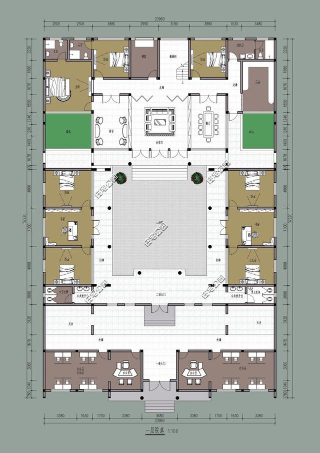中式帶小院民宿平面戶型圖，這種設計誰不喜歡？