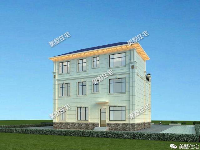 13.2×12.1米三層簡歐別墅方案平面圖，戶型端正