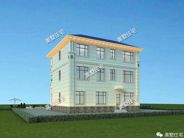 13.2×12.1米三層簡歐別墅方案平面圖，戶型端正