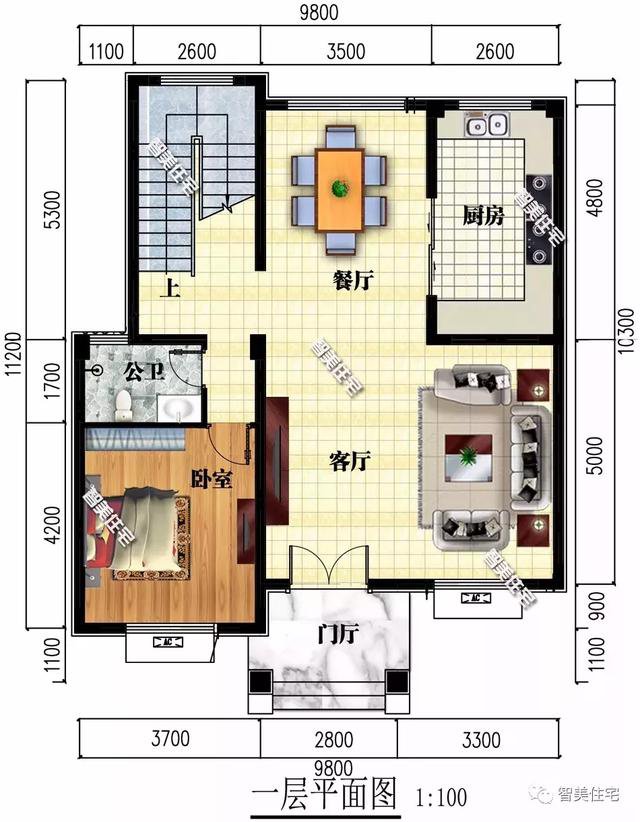 2棟面寬9米的農村三層樓房戶型方案圖，簡單、實用型