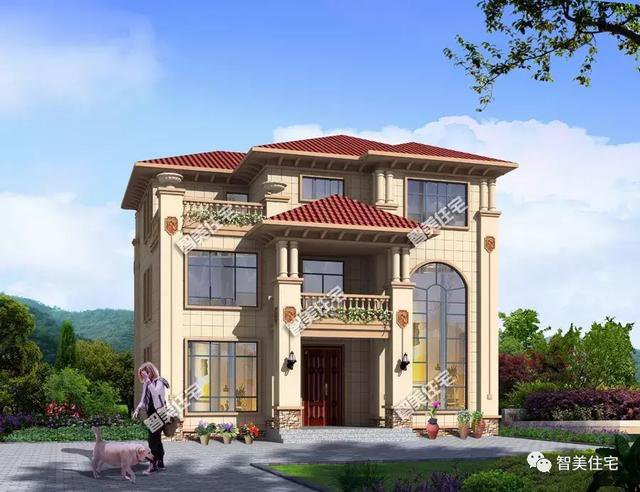 面寬13米左右的農(nóng)村自建房方案戶型圖，歐式風(fēng)格外觀