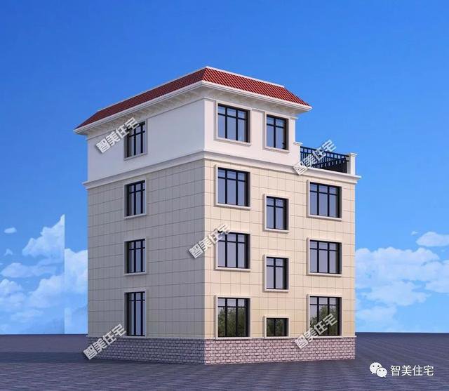 平屋頂帶露臺三層半農(nóng)村樓房戶型設(shè)計方案圖，平屋頂也好看