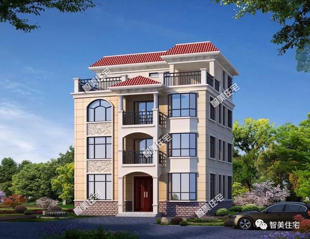 平屋頂帶露臺三層半農(nóng)村樓房戶型設(shè)計方案圖，平屋頂也好看